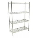 Migsa BN-R01 Anaquel Tipo Marimba de Acero Inoxidable con 4 Entrepaños Ranurados 1.20×0.50×1.80 mts