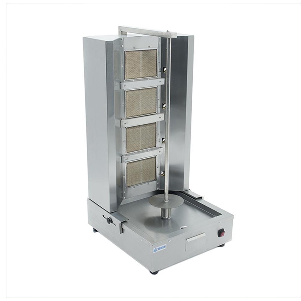 Migsa BN-RG03 Doneraky a Gas de Acero Inoxidable con Trompo Giratorio Asador Tacos Al Pastor