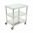 Migsa BN-W06/80 Mesa Viajera de Acero Inoxidable con Llantas 2 Entrepaños 80 cm