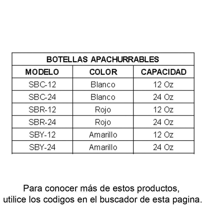 Botella Dispensador exprimible Amarillo 12 Oz (354.88 ml) UPDATE SBY-12