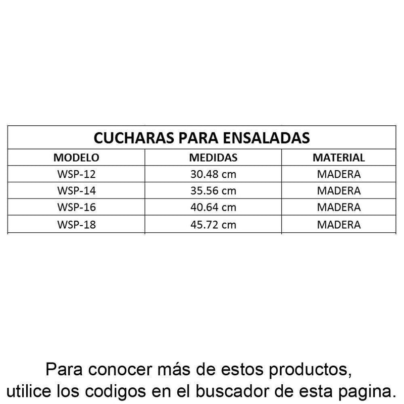 Cuchara Cucharon de Madera para Ensalada 12" (30.48 cm) UPDATE WSP-12