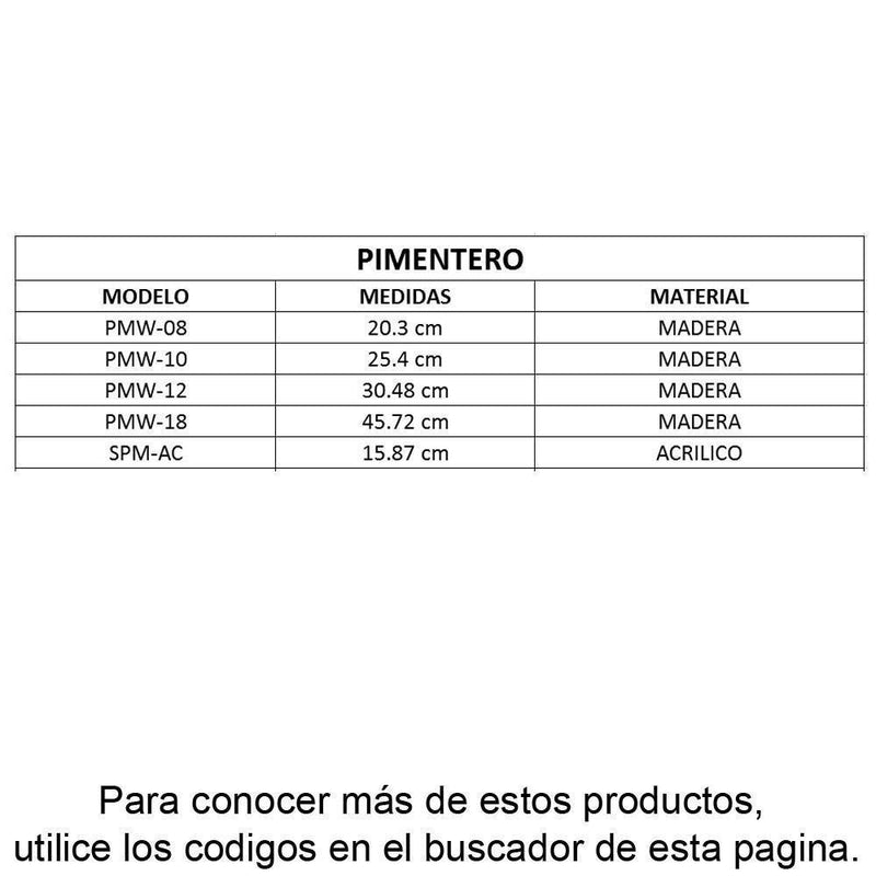 Update PMW-18 Molinillo Pimentero de Madera Acabado Brillante 18" (45.72cm)